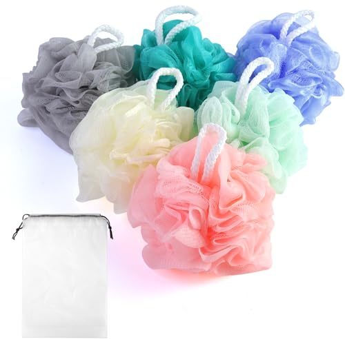 6 Pezzi Maglia Spumante Fiore Doccia Lavabile Colore, spugna esfoliante, Bagno di Schiuma Loofahs Spazzola Pulita, Spugne Bagno, Pouf Doccia Pelle Pulire la Pelle Lenitiva