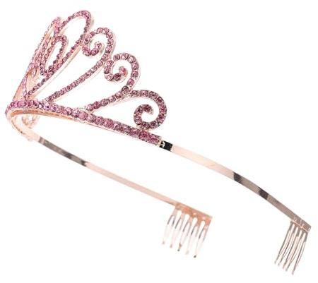 LRXIYODE Couronne de Fête pour Femme Rose 40 Ans Bandeau Décoratif Léger en Alliage Accessoire d'Anniversaire Créatif pour Célébrations et Photos Festives