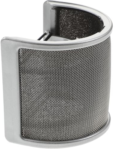 Amosfun Filtro Antipop Metálico para Micrófono Ajustable 45-63 Mm, Cubierta Antiviento Espuma y Malla, Accesorio para Grabación Vocal y Cabina Vocal Portátil, Protección