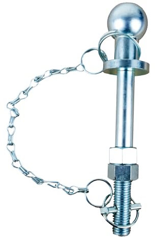 Ama Perno di traino a sfera con testa Ø 50mm: Perno a sfera per rimorchi filettato di 190 mm, Diametro testa sferica 50 mm, corpo 22 mm