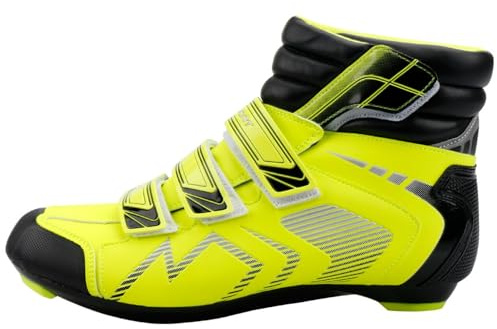 Chaussures de cyclisme pour hiver, bottes pour vélo de course et de route, homme / femme, compatibles Système SPD et Look - Jaune - jaune, 41 EU EU