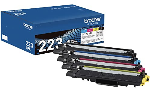 Brother Genuine Standard-Yield Toner Cartridge Four Pack TN223 4PK - Includes one Cartridge Each of Black, Cyan, Magenta & Yellow Toner, Standard Yield, Model: TN2234PK