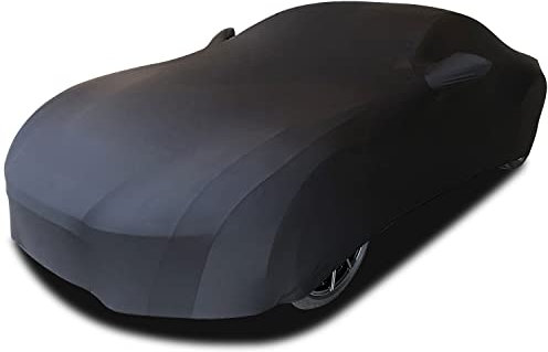 TECTICO Housse Voiture Universel Intérieur Bâche Voiture Respirante Élastique Stretch Souple Complète Protection pour Garage Indoor Auto Show, Noir
