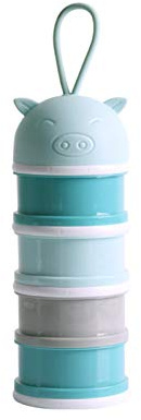 Hameio Scatola per latte – Dosatore per latte a 4 scomparti, dispenser per latte in polvere, dosatori per bambini, scatola per snack portatile, dosatrice per latte per viaggi all'aperto