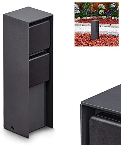 Steckdosensäule Reigolil, Steckdose mit Leuchte aus Metall/Kunststoff in Anthrazit/Schwarz, Steckdose mit 2 Anschlüssen, 2 x max. 3680 Watt, 230 V