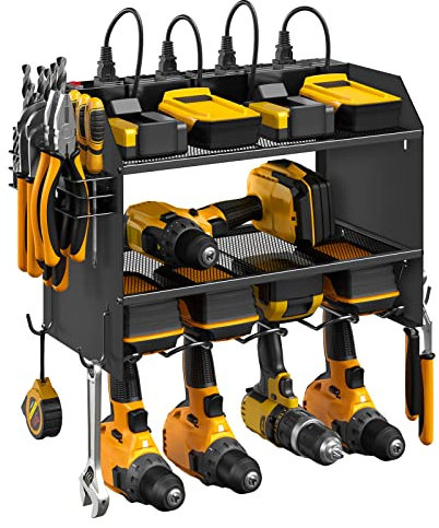 CCCEI Wall Mount Modular Tool Charging Organizer, Black, 1 Pack, 3 Tier.