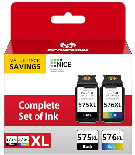 PG-575XL CL-576XL Compatibili con Cartucce Canon 575 576 Multipack, Compatibili con Cartuccia Stampante PIXMA TS3550i TS3551i TS3751i TS3752i TR4750i TR4751i TR4755i TR4756i (Black & Colour)