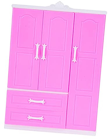 Fenteer Puppenaufbewahrung Kleiderschrank Puppenkleiderschrank Schrank für 30 cm Puppen Puppenhaus Dekor DIY Szene Modell Puppenkleiderschrank Wohnzimmer