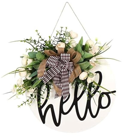 Cosmin Placa de redonda de madera para puerta principal, placa redonda de madera, cartel de colgante para el porche de la granja, señal de de para puerta