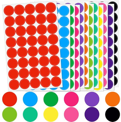 12 Farben Klebepunkte 20mm Klebepunkte Bunt Punkt Aufkleber, Bunte Klebepunkte Runde Aufkleber Farbige Klebepunkte Markierungspunkte Etiketten Selbstklebend für Kalender Büro Basteln Schule-1440 Stück