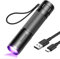 GEARLITE Wiederaufladbar LED UV Schwarzlicht Taschenlampe, Leicht Mini UV Lampe Ultraviolettes Licht mit 395nm Robust Wasserfest für Bernsteinsuche Geocaching Heimtierurindetektoren Unechte Banknoten
