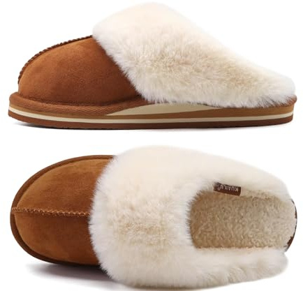 KuaiLu Zapatillas Casa Mujer Invierno Caliente Peluche Cerradas Pantuflas