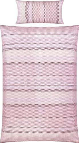 Erwin Müller Bettwäsche, Bettgarnitur Seersucker 100% Baumwolle Beere Größe 40x80 cm / 135x200 cm - bügelfrei, mit praktischem Reißverschluss, temperaturausgleichend