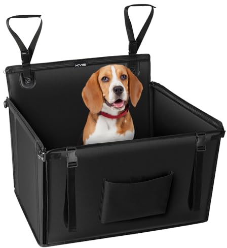KYG Seggiolino auto per cani, extra stabile, impermeabile, antiscivolo, resistente ai graffi, 4 cinghie fissaggio posteriore, sedile rinforzato (58x55x36 cm)