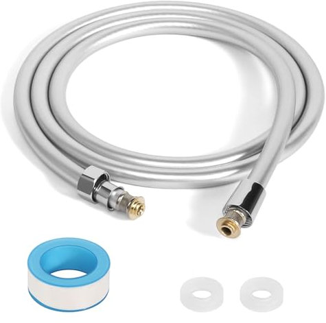 Duschschlauch, Universal Brauseschlauch 2m mit Verdrehschutz, Flexibler PVC Glatter Duschschläuche Hochdruck Brauseschlauch für Badarmaturen Ersatz Silber