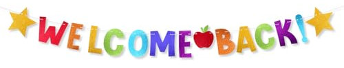 1 Set Welcome Back Banner, Glitter Welcome Back Decorations, Colorful Welcoming Back Hanging Sign for Reunion Party Decorations Supplies