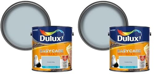 Dulux Easycare Washable & Tough Matt Emulsion Paint - Coastal Grey - 2.5L (Pack of 2)