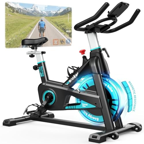 Wenoker Cyclette da Casa con App, Cyclette per Casa con Resistenza Magnetica Regolabile, Ciclette Ultra Silenziosa, Schermo LCD e Sedili Comodi, Capacità 160 kg