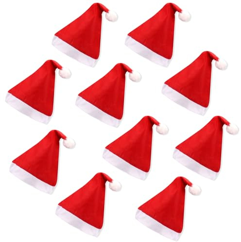 fshxj Lot de 10 bonnets de Noël pour adultes, bonnet de Père Noël pour adultes, bonnets de Père Noël pour enfants, ensemble de chapeaux de Père Noël amusants, pour famille avec chapeau de Noël