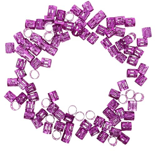 Mobestech 100pezzi Polsini per Trecce in Alluminio Fermagli per Dreadlock Cerchi Scavati per Capelli Accessori per Intrecciare Trecce Decorazione per Acconciature