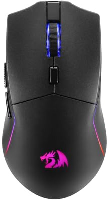 Redragon M730 PRO Wireless RGB Gaming Mouse, 3-Mode Lightweight Optical Mouse with 5 Programmable Buttons, 10000 DPI, Software Supports DIY Keybinds for PC Computer Windows Mac Laptop, Black