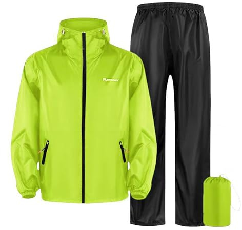 Generisch Protection imperméable résistante à l'usure pour moto et vélo, ensemble complet de cape de pluie et pantalon, vêtements de vélo pour le plein air (Vert, L)