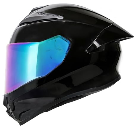 Zorax ZOR-816 Full Face Helmet + Extra Outer Iridium Rainbow Visor | Black XXL (63-64cm) Motorbike Motorcycle Helmet Road Legal ECE 2206