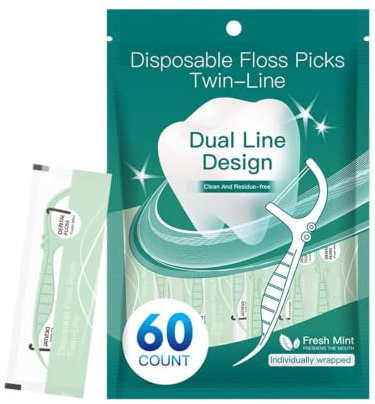 Interdental Picks tandställsvård hygienrengöringsverktyg | Bärbar dubbeltråd tandtråd bärbar hygienrengöring för hem kontor resor