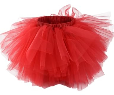 Girl's 6-Layered Ballet Tutu Fluffy Tulle Little Princess Dancing Petticoat Ballerina Skirt Red S