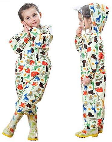 Baogaier Imperméable pour Enfants Imperméable Combinaison Léger Long Capuche Pluie Veste Fille Garcon pour Randonnée Running Sport Vélo 3-5 Ans Unisexe Jaune