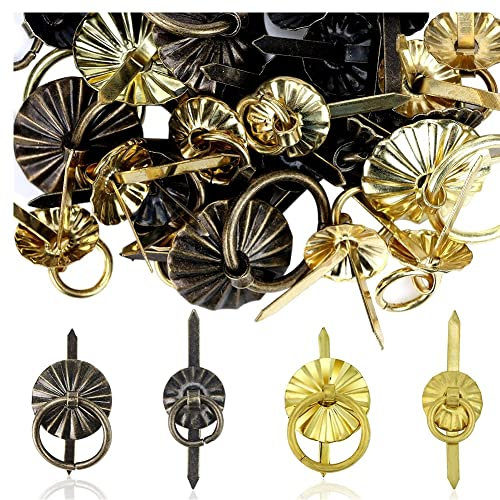 LuukUP 40St Metall Brads Befestigungen mit Pull Ringe-Kleine Dekorative Papier Befestigungen Handwerk Vintage Befestigungen-Kunst DIY Scrapbooking Handwerk Decor Schmuck Box Zubehör