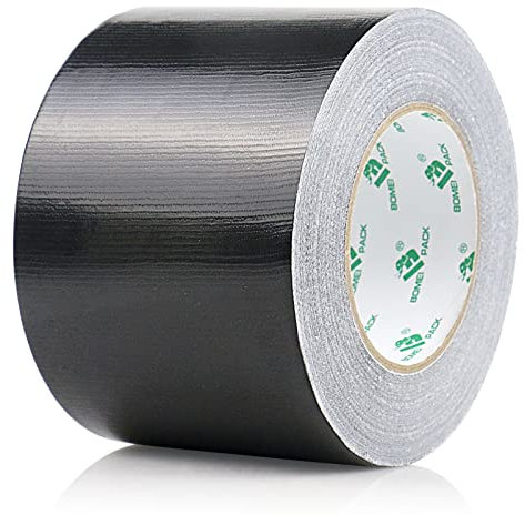 BOMEI PACK Universal - Ruban Adhésif Toilé Noir, Heavy Duty Duct Tape 100MM x 50M pour les travaux de réparation, fixation, de scellage, d'étiquetage et de rénovation