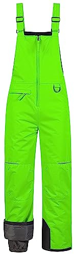 Pursky Boys Ski Pants Snow Bibs Kids Water Resistant Snowboard Skiing Snowbib Snowpants Bib Green 4/5