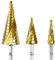 Mesybveo 3 Pièce Foret Fraise Meche Etage, 4-12 mm/4-20mm/4-32mm Foret Conique HSS avec Revêtement Titane, Foret Metal en Acier à Double Fente, Foret Étagé avecTige Hexagonale Pour Bois, PVC, Métal