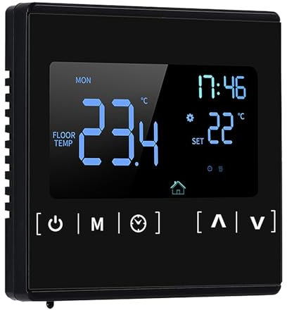 Raumthermostat, 220V Mechanischer Intelligenter Programmierbarer Thermostat, Temperaturregler Klimaanlage und Fußbodenheizung, Ofenthermostat mit LCD-Display, APP-Steuerung (1, Schwarzer Rand)