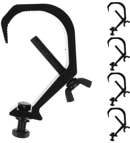Alasum 5-Pack Stage Light Clamps, Heavy-Duty Aluminum Alloy Truss C Clamps with Hook for Moving Head Lights, LED Par Lamps and Effect Lighting, Professional DJ Lighting Accessories for Stage Trussing