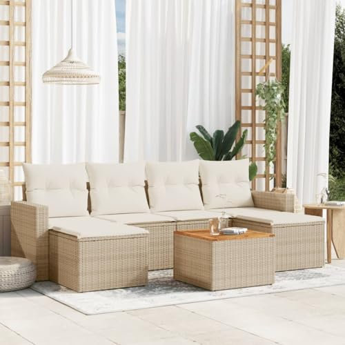 SECOLI Conjunto de muebles de jardín de ratán con espacio de almacenamiento, XXL, muebles de terraza, sofá de salón, grupo de asientos de ratán, muebles de esquina, juego de muebles de balcón, color
