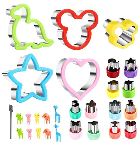 28 Stücke Brot Ausstecher Set,Kinder Kekse Schneider Brot, Sanwich Gemüse Obst Ausstecher für Kuchen,Keks,Obst,Sandwich,Gemüseschneider Set,Brot Gemüse Ausstechformen