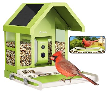 Birdfy Metal Comederos para Pajaros con Camara para Observación de Aves en Vivo, 1080P inalámbrico Bird Feeder con Visión Nocturna en Color, Notificaciones en Tiempo Real, Grabación Automática