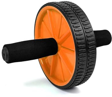 OcioDual Rueda Abdominal, Rodillo Abdominales, Rueda Abdominales con Mango, Ejercicio en Casa, Gym en Casa, Core, Flexibilidad y Fuerza, Roller Gimnasio en Casa, Rodillo Abdominal, Naranja