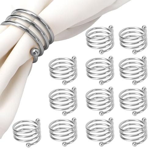 Serviettenringe Silber,Servietten Ringe,12 Stück Serviettenring,Elegante Tischdekoration Für Hochzeiten,Weihnachtsfeiern & Festliche Anlässe,Ideal Für Gastgeber,Eventplaner & Haushalte