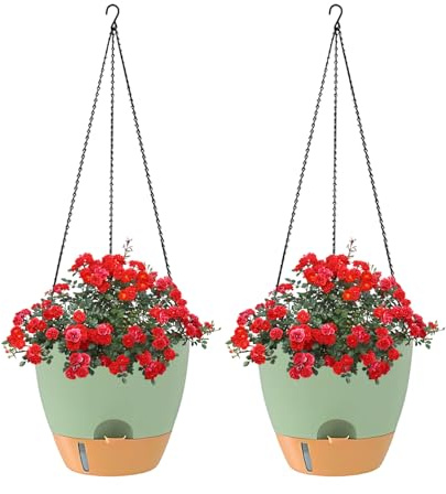 Fioriera autoirrigante con serbatoio, decorazione da giardino, supporto per appendere piante da esterno, per parete, finestra, giardino, cortile, patio, balcone, interno, casa, portico, soggiorno