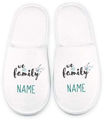 Cera & Toys® Frottee Pantoffel - we are family - mit Wunschnamen