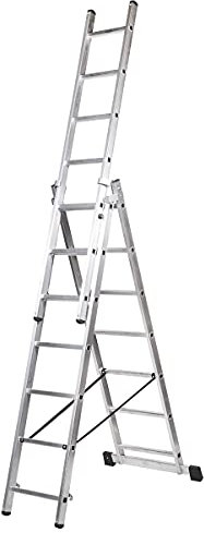 ALTIPESA Escalera Profesional de Aluminio Triple Tijera un Acceso con Tramo Extensible 3 x 7 peldaños Serie Triple