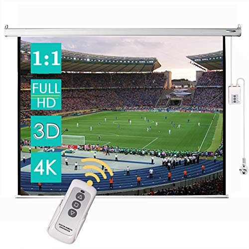 CCLIFE TÜV Motor Beamer Leinwand Elektrisch mit Fernbedienung Montagematerial 85/95 Zoll Projektionsleinwand
