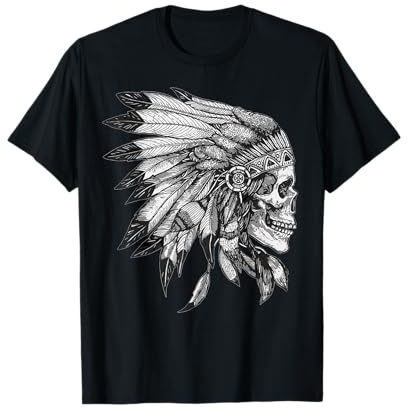 American Motorcycle Skull Native Indian Eagle Chief Vintage T-Shirt