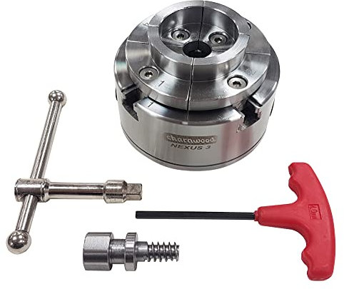 Charnwood NEXUS3R 95mm Diameter Geared Scroll Chuck, Includes Standard Dovetail Jaws, Compatible with Supernova, G3 Nova, Robert Sorby Patriot Jaws
