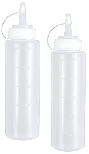 kissral 2 Stück Squeeze Flasche 230ml Soßenflaschen Quetschflasche Squeeze Flasche aus Kunststoff Condiment Flaschen für Ketchup Senf Mayonnaise Öl und Mehr