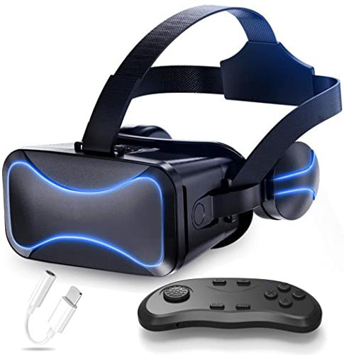 JYMYGS Lunette 3D VR, Casque de Réalité Virtuelle, Casque VR, Contrôleur Bluetooth Smartphone pour iPhone 13 Pro Max/13 Pro/13/12/11, pour Samsung Galaxy S21, Huawei, Xiaomi séries