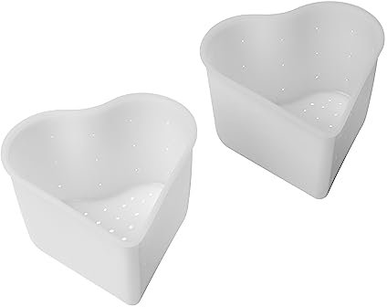 Cheese Mold for Cheese Making 11.66 oz - Small Molds for Making All Types Soft Cheese - Plastic Heart-Shaped Cheese Making Basket for Ricotta, Feta, Camembert, 2 Pcs